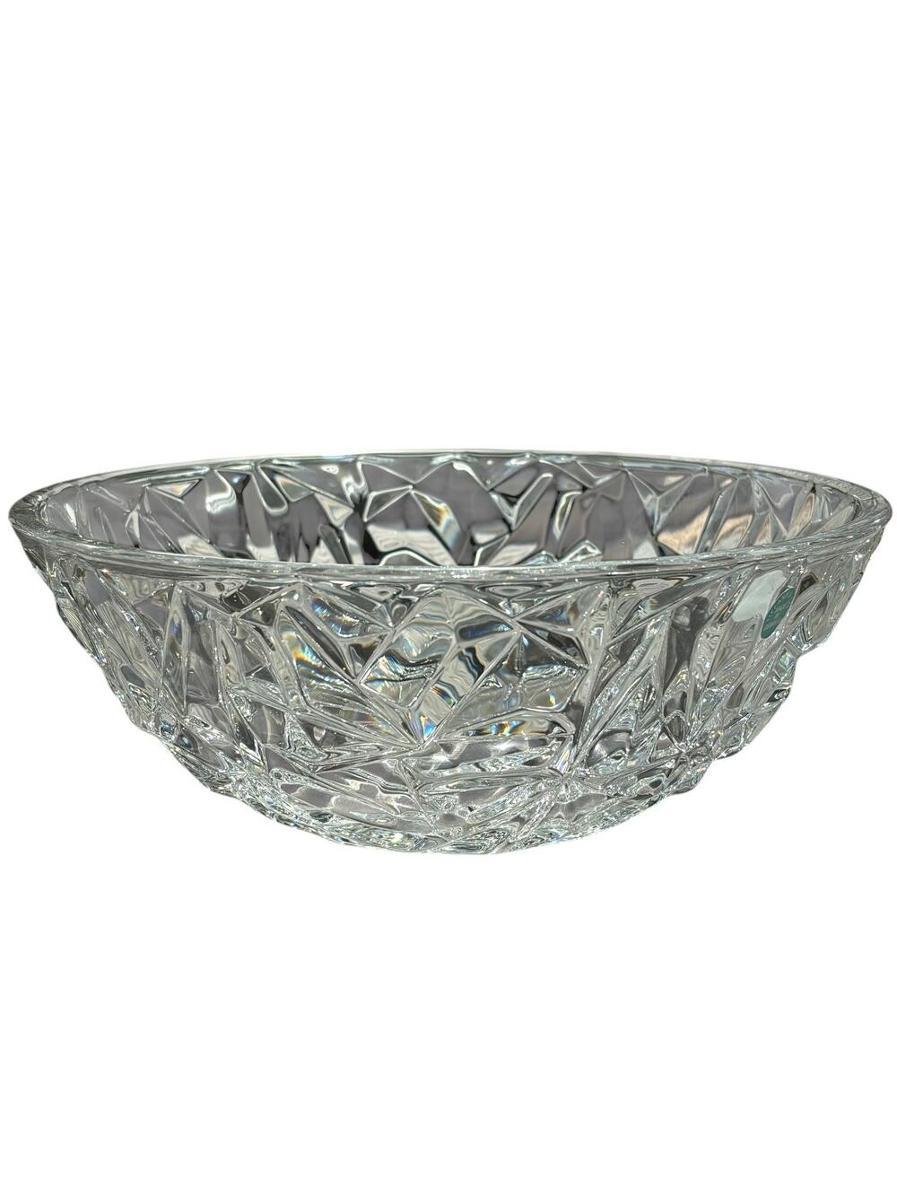 Tiffany & Co. Rock Cut Crystal Round Bowl 9" x 3.5" With Sticker & Etched